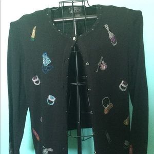 Blinged-out, Buttoned Sweater